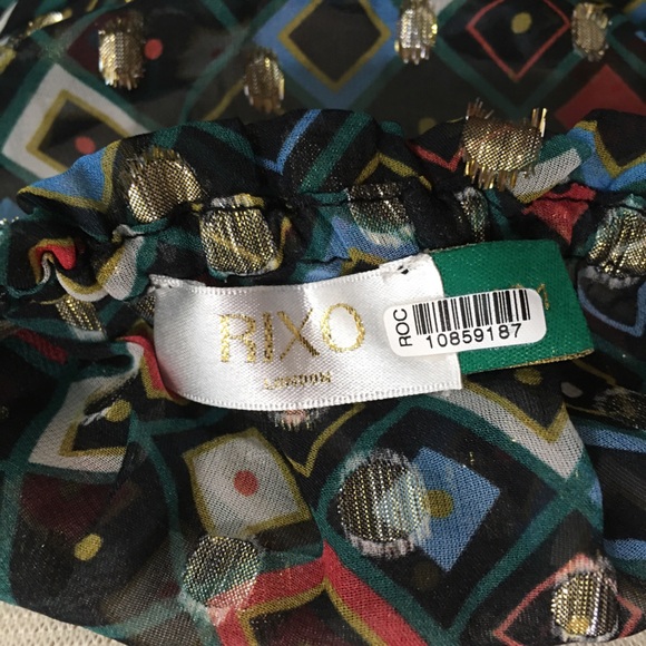 Rixo Audrey Multicolor Geometric Print Off-Shoulder Dress - Picture 10 of 12